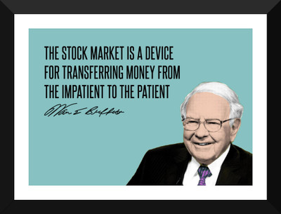 

Warren Buffett - Motivational Quotes - VALUE INVESTING - The stock market is a device for transferring money from the impatient to the patient - Premium Quality Framed Poster Paper Print(17 inch X 12 inch, Framed)