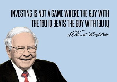 

Warren Buffett - Motivational Quotes - VALUE INVESTING - Investing Is Not A Game Where The Guy With The 160 IQ Beats The Guy With 130 IQ - Premium Quality Large Poster Paper Print(24 inch X 18 inch, Rolled)