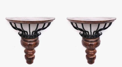 

Decorasia Wooden & Wrought Iron Wooden Wall Shelf(Number of Shelves - 2, Brown)