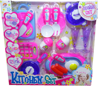 

TALKING GANESHA Colourful Dishware Kitchen set pretend & play toy for girls