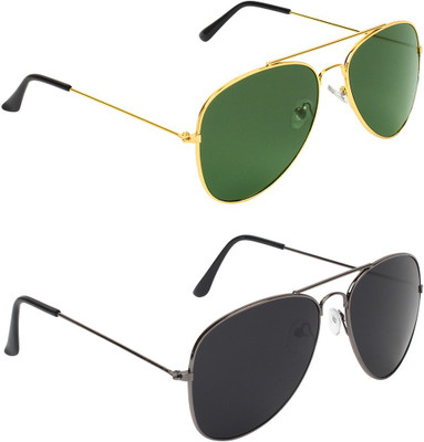 ABNER Aviator, Aviator Sunglasses(For Men & Women, Green, Black)