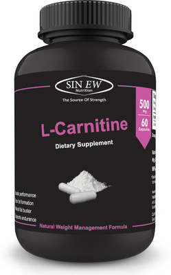 

Sinew Nutrition L-Carnitine - (60 Capsules) 500 mg per Serving, 100 % Veg, Pure & Natural Fat Burner Supplement(60 No)
