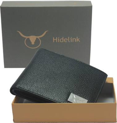 

Hidelink Men Formal Black Genuine Leather Wallet(6 Card Slots)