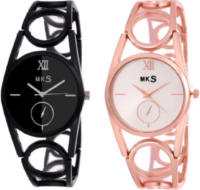 MKS fasteck combo Beauty Collection Full Black & Rose gold Analog Watch - For Girls Watch  - For Girls   Watches  (MKS)