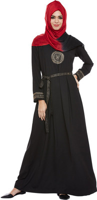 Momin Libas Polyester Solid Abaya(Black)