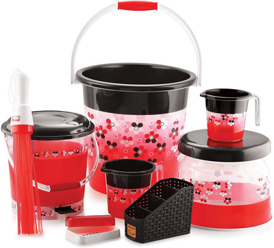 

BMS Lifestyle 8 Piece Plastic Bathroom Set 20 L Plastic Bucket(Red, Black)