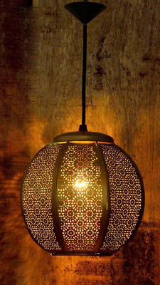 

GIG Handicrafts Ajoure Gold Metal Hanging Ceiling Lamp Pendants Ceiling Lamp