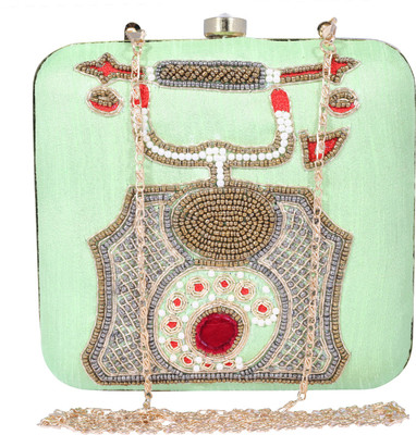 

Ambbi Collections Party Green Clutch
