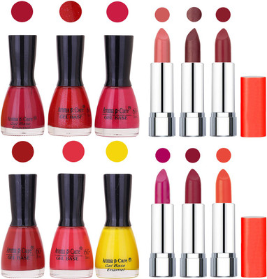 

Aroma Care Wholesale Rate Combo of Nail Polish and Rythm Lipstick 525(Set of 12)