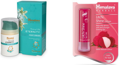 

Himalaya Youth Eternity Night Cream, Litchi Shine Lip Care(Set of 2)