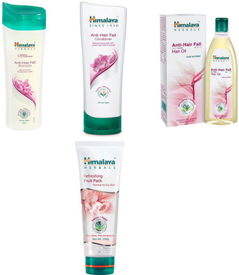 

Himalaya anti hair fall shampoo, anti hair fall conditioner, anti hair fall hair oil, refreshing fruit pack(Set of 4)
