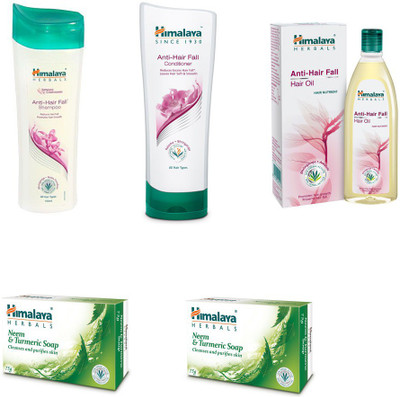 

Himalaya anti hair fall shampoo, anti hair fall conditioner, anti hair fall hair oil, neem soap(Set of 5)