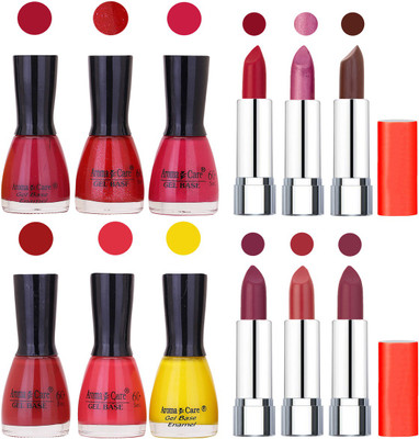 

Aroma Care Wholesale Rate Combo of Nail Polish and Rythm Lipstick 483(Set of 12)
