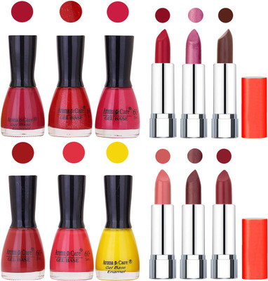 

Aroma Care Wholesale Rate Combo of Nail Polish and Rythm Lipstick 489(Set of 12)