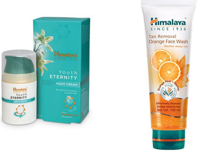 

Himalaya Youth Eternity Night Cream, Tan Removal Orange Face Wash(Set of 2)