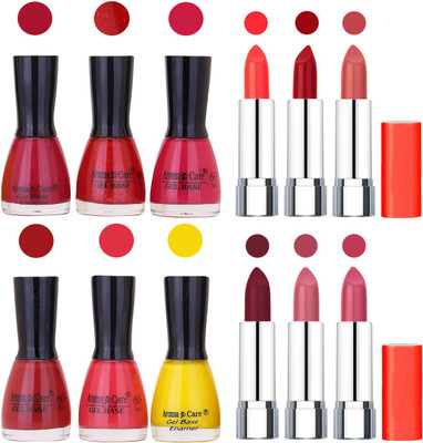 

Aroma Care Wholesale Rate Combo of Nail Polish and Rythm Lipstick 518(Set of 12)
