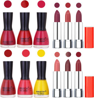

Aroma Care Wholesale Rate Combo of Nail Polish and Rythm Lipstick 497(Set of 12)