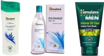 

Himalaya anti dandruff shampoo, anti dandruff hair oil, intense oil clear lemon face wash(Set of 3)