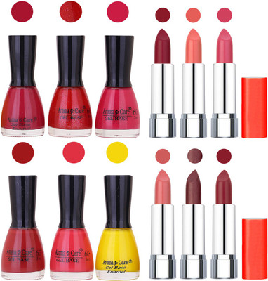 Aroma Care Wholesale Rate Combo of Nail Polish and Rythm Lipstick 515(Set of 12)