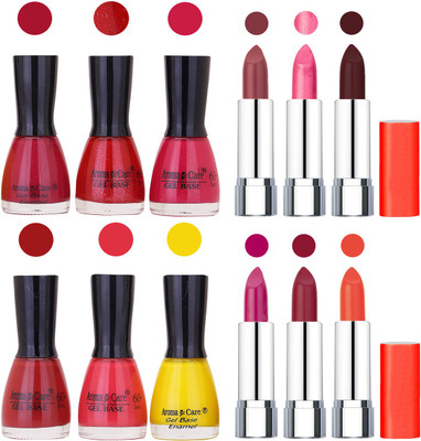 

Aroma Care Wholesale Rate Combo of Nail Polish and Rythm Lipstick 505(Set of 12)
