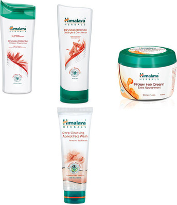 

Himalaya dryness defense protein shampoo, dryness defense protein conditioner,protein hair cream, deep cleansing apricot face wash(Set of 4)