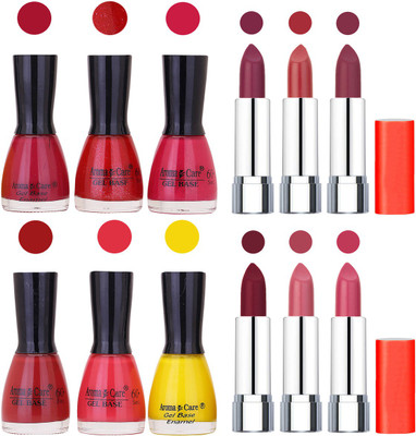 

Aroma Care Wholesale Rate Combo of Nail Polish and Rythm Lipstick 496(Set of 12)