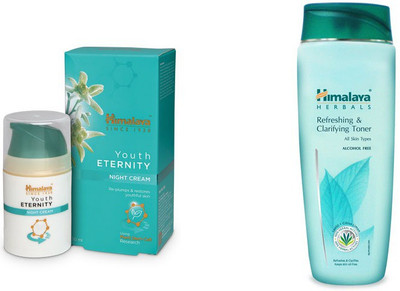 

Himalaya Youth Eternity Night Cream, Refreshing & Clarifying Toner(Set of 2)