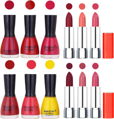 

Aroma Care Wholesale Rate Combo of Nail Polish and Rythm Lipstick 514(Set of 12)