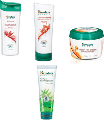 

Himalaya dryness defense protein shampoo, dryness defense protein conditioner,protein hair cream, neem face wash(Set of 4)