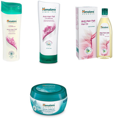 

Himalaya anti hair fall shampoo, anti hair fall conditioner, anti hair fall hair oil, winter cream(Set of 4)