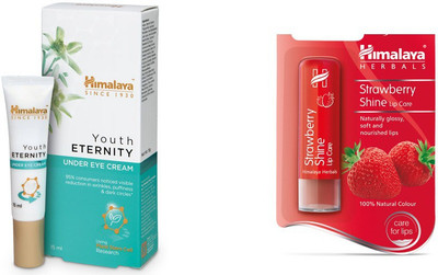 

Himalaya Youth Eternity Under Eye Cream, Strawberry Shine Lip Care(Set of 2)