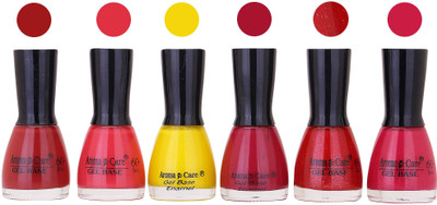 

Aroma Care Candy Long Stay Quick Dry Nail Polish Combo Set of 6 ( Coffee, Nude, Yellow Shades) Coffee, Nude, Yellow, Maganta, Red Sparkle, Maganta Glaiter(Pack of 6)