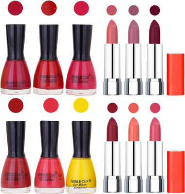 

Aroma Care Wholesale Rate Combo of Nail Polish and Rythm Lipstick 507(Set of 12)