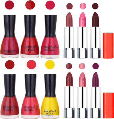 

Aroma Care Wholesale Rate Combo of Nail Polish and Rythm Lipstick 506(Set of 12)