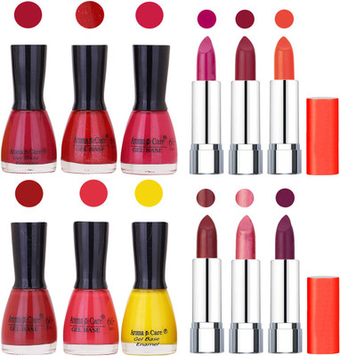 

Aroma Care Wholesale Rate Combo of Nail Polish and Rythm Lipstick 527(Set of 12)