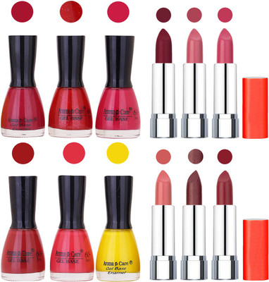 

Aroma Care Wholesale Rate Combo of Nail Polish and Rythm Lipstick 522(Set of 12)