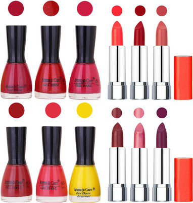

Aroma Care Wholesale Rate Combo of Nail Polish and Rythm Lipstick 521(Set of 12)
