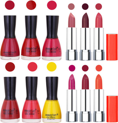 

Aroma Care Wholesale Rate Combo of Nail Polish and Rythm Lipstick 471(Set of 12)