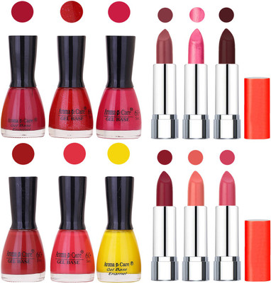 

Aroma Care Wholesale Rate Combo of Nail Polish and Rythm Lipstick 501(Set of 12)