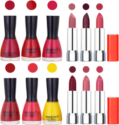 

Aroma Care Wholesale Rate Combo of Nail Polish and Rythm Lipstick 469(Set of 12)