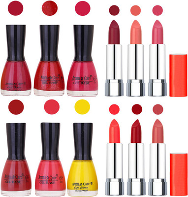 

Aroma Care Wholesale Rate Combo of Nail Polish and Rythm Lipstick 513(Set of 12)