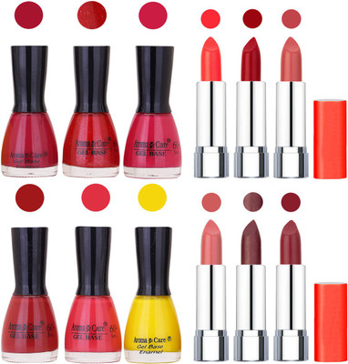

Aroma Care Wholesale Rate Combo of Nail Polish and Rythm Lipstick 519(Set of 12)