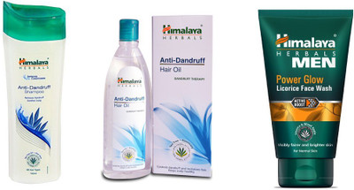 

Himalaya anti dandruff shampoo, anti dandruff hair oil, power glow face wash(Set of 3)