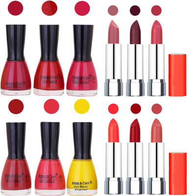 

Aroma Care Wholesale Rate Combo of Nail Polish and Rythm Lipstick 468(Set of 12)