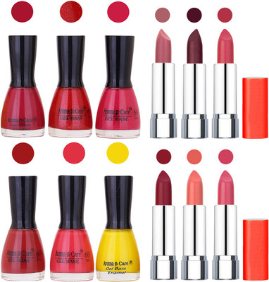 

Aroma Care Wholesale Rate Combo of Nail Polish and Rythm Lipstick 467(Set of 12)