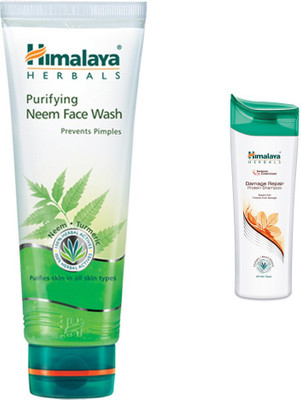 

Himalaya Purifying Neem Face Wash, Damage Repair Protein Shampoo(Set of 2)