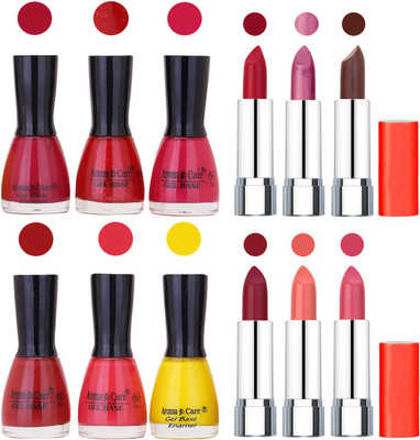 

Aroma Care Wholesale Rate Combo of Nail Polish and Rythm Lipstick 486(Set of 12)