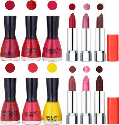 

Aroma Care Wholesale Rate Combo of Nail Polish and Rythm Lipstick 484(Set of 12)