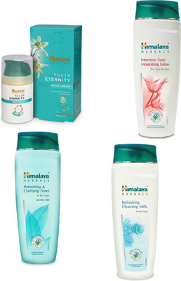 

Himalaya Youth Eternity Night Cream, Refreshing Cleansing Milk, Intensive Face Moisturizing Lotion, Refreshing & Clarifying Toner(Set of 4)