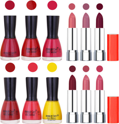 

Aroma Care Wholesale Rate Combo of Nail Polish and Rythm Lipstick 509(Set of 12)